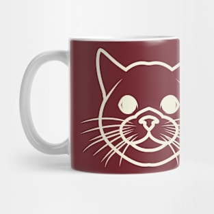 Lineart Cute Cat Face Mug